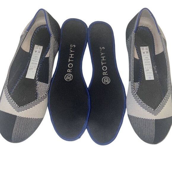 Rothy's The Flat Black and Tan Round Toe Patterned Flats Size 7 - Picture 10 of 11